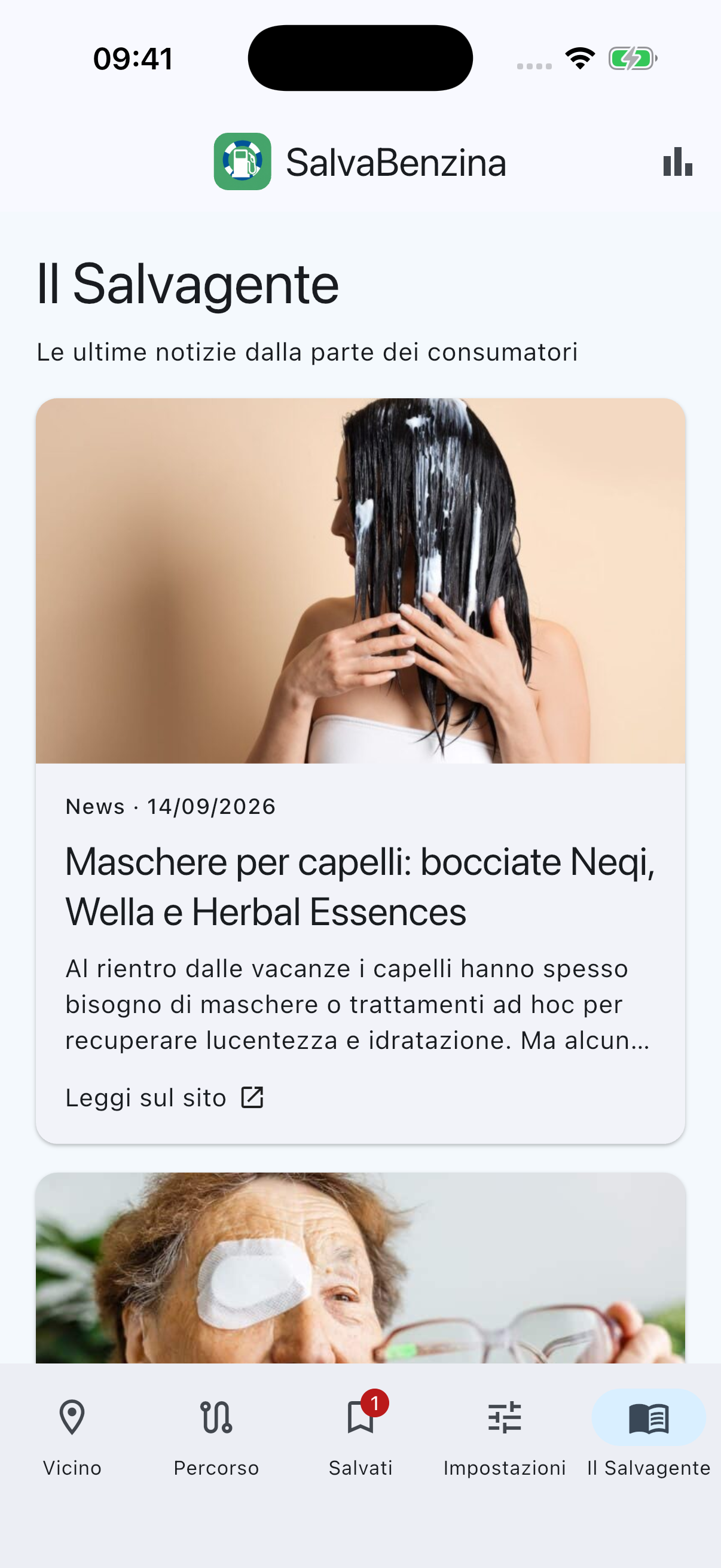 SalvaBenzina: Il Salvagente, schermata dell’app